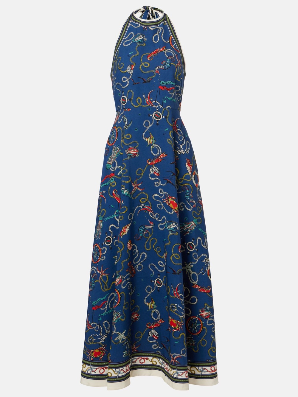 NEW: Alémais Cove printed halterneck maxi dress - US 6